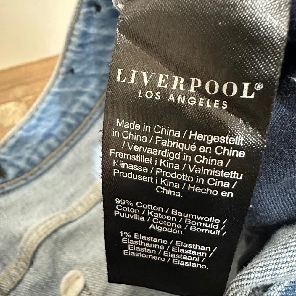 Liverpool‎ Distressed Crop Jeans Womens 12/31 Blue Denim High Rise Striaght